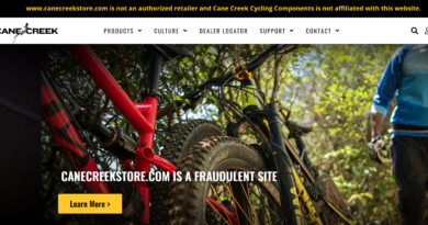 CaneCreek warning of fake website