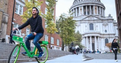 Lime e-bike being ridden in London