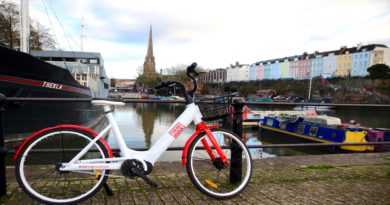 The Big Issue e-bike at Bristol harbourside