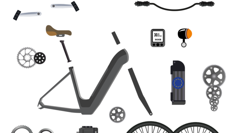 Graphic of bike parts laid out in expanded diagram