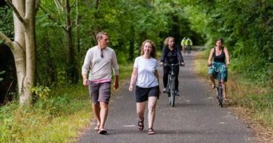 Walkers and cyclists on a National Cycle Network path