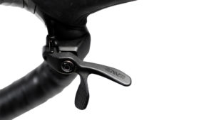Enve bar mounted dropper actuation lever. Close up studio shot 