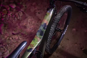 Muc-Off Camo frame protection on the top tube of a mountain bike