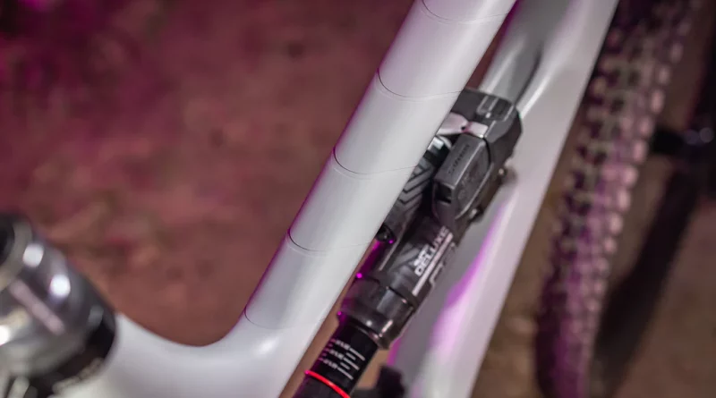 Mucc-Off Frame Protection kit on the top tube of a mountain bike