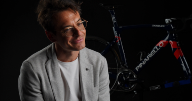 Bike-room CEO, Matteo Maruzzi, sat in front of an Ineos Pinarello