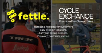 Cycle Exchange partners with Fettle. Text over image of customer dropping off bike
