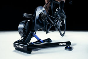 Close up of Wahoo Kickr V6 with bike mounted 