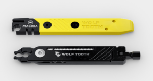 Wolftooth plier tool lay flat alongside Magura brake tool