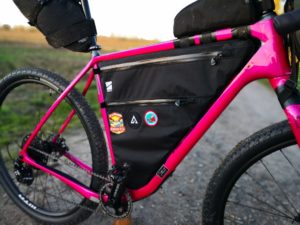 Custom frame bag fitted to bike 