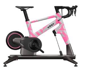 MUOV road bike in eye catching pink and grey graphic design style livery