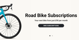 RideUp half bike in image with subscription text overlay