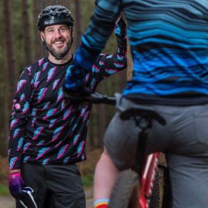 Jim sportting Stolen Goat MTB gear out in the woods