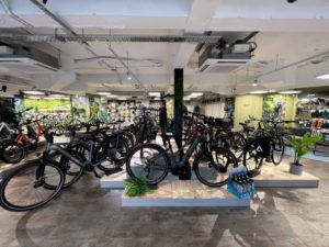 Bikes on display in Cube concept store