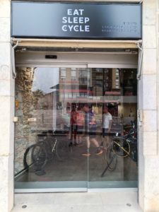 Eat Sleep Cycle front glass doors looking into store