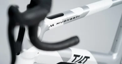 Close crop of MUOV bike in white and silver paint scheme