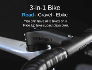 RideUp flyer with text explaining offer laid over a close crop of a Basso road bike