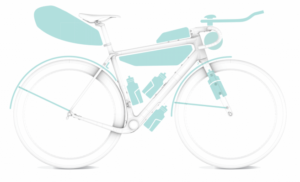 computer generated image showing silhouette of bike fitted with bags, bottles and mudguards 