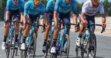 Cav and Astana team mates riding in Limar helmets