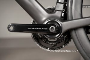 Mavic X-Tend close up of non drive side Bottom Bracket area with bike sporting Dura Ace crankset