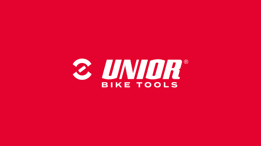 Unior name and logo on red background