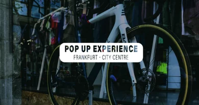 Basso bike on display with Pop-Up Experience graphic overlay