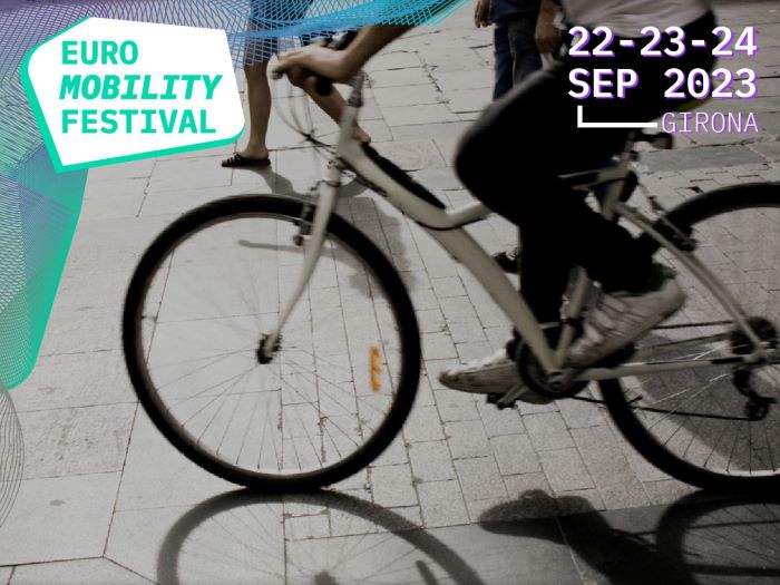 Euro Mobility Festival. Image of person riding bike. Dates 22-23-24 September 2023