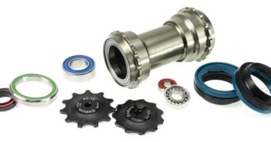 Enduro bearings BB, Jockey Wheels, Headset Bearings, and Suspension bearings all laid out