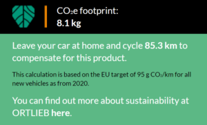 Ortlieb product carbon footprint data 