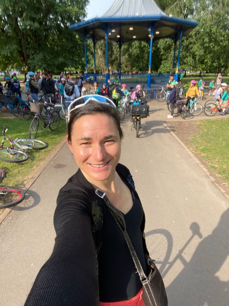 Active Travel Commissioner - Greater Manchester Combined Authority, Dame Sarah Storey, with Radnor Primary as they cycled their regular Friday Bike Bus route