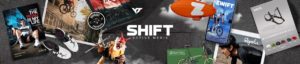 Shift Active Media Banner with a montage of client brand images