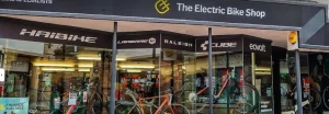 Banner shaped picture of the store front of a The Electric Bike Shop store