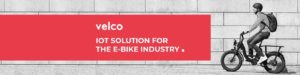 Velco banner with eBike rider and "IOT solutions for the eBike Industry" text overlay