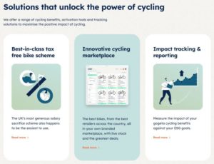Solutions that unlock the power of cycling - 3 tiles with scheme details overview