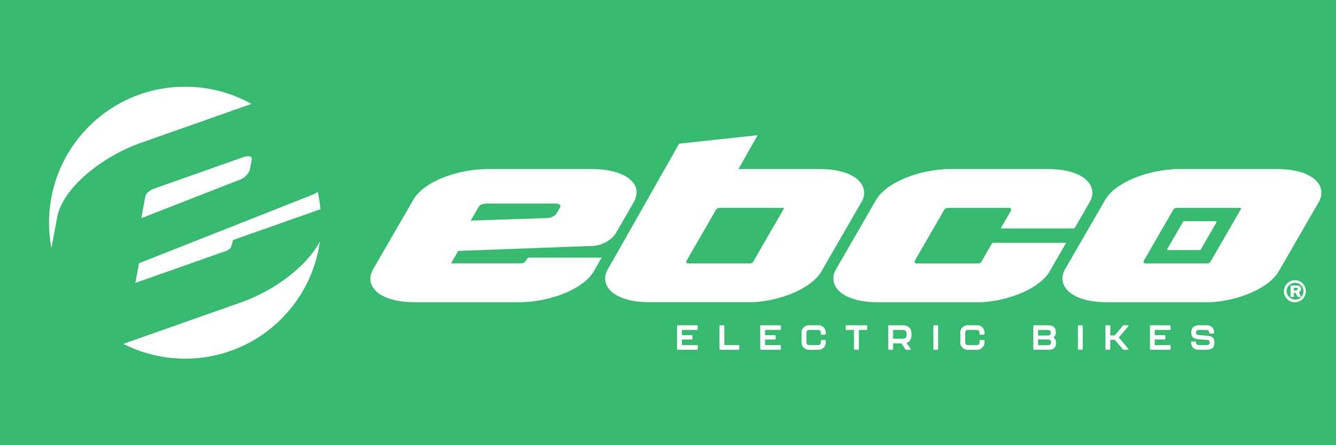 EBCO logo. White letters and graphic on green background