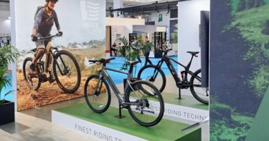 Mivice equipped hybrid and mountain bikes on stand at Eurobike