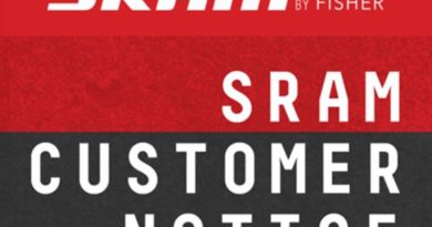 'SRAM customer notice' text over SRAM Red and Black colour blocks