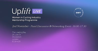 Uplift Live cycling industry mentorship programme banner providing event location and time details • Date: 2 November • Time: 16:00-17:30 • Location: The Loading Bay, 25 Luke St, London EC2A