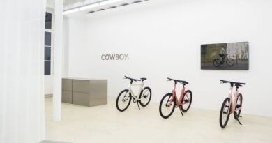 Cowboy store in Brussels, a former art gallery. The brand features upcycled and locally crafted furniture by the Belgian company Durable. All furniture is meticulously built from a single recyclable material and using sustainable production practices as well as a flat pack construction method to reduce shipping consumption. This eco-conscious design aligns with Cowboy's commitment to sustainable practices from product to showroom, as demonstrated by its B-Corp certification; the only ebike maker to receive this accolade.