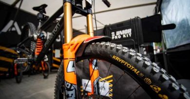 Continental tyre shod Atherton DH bike in pit location at race